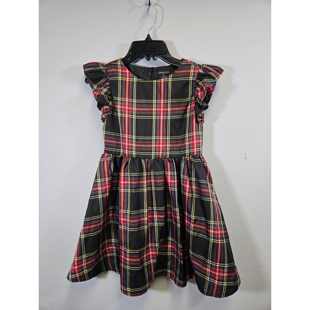 Crewcuts Plaid Tartan Holiday Ruffle Cap Sleeve Fit & Flare Dress Size 7